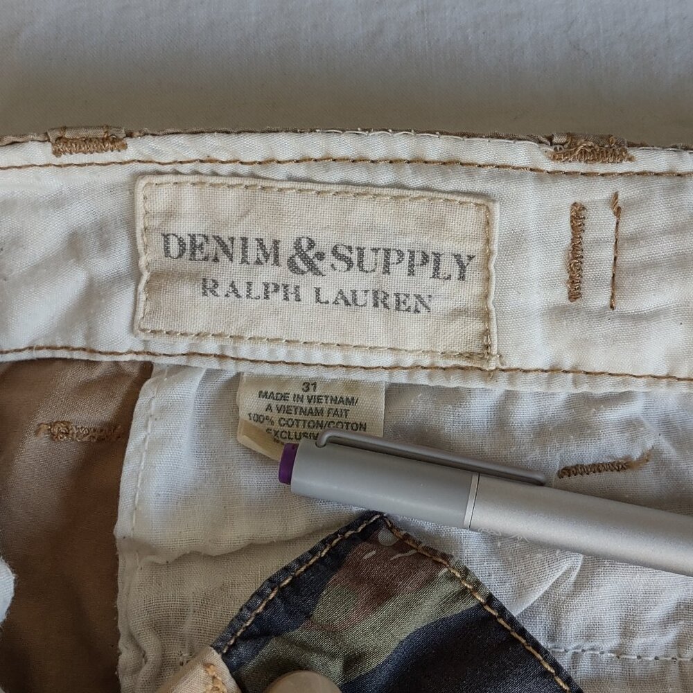 Denim & Supply Ralph Lauren Cargo Shorts Mens 31 Tan Military USRL 11" Inseam - Picture 8 of 14